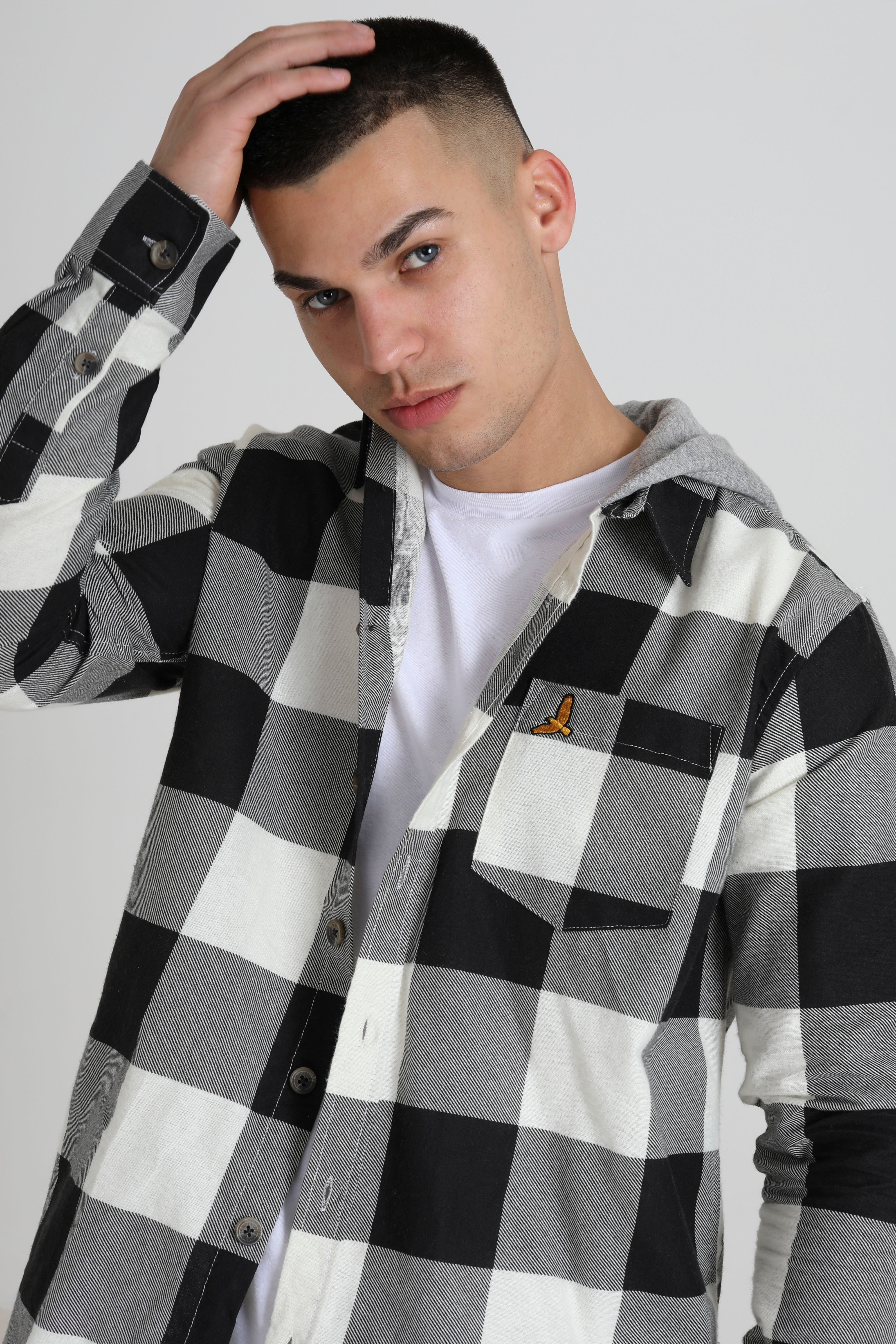 シャツ HUECLOSET Dust Check Hood Shirt 3CA1DF4C-2CC1-4E03-AC9A-