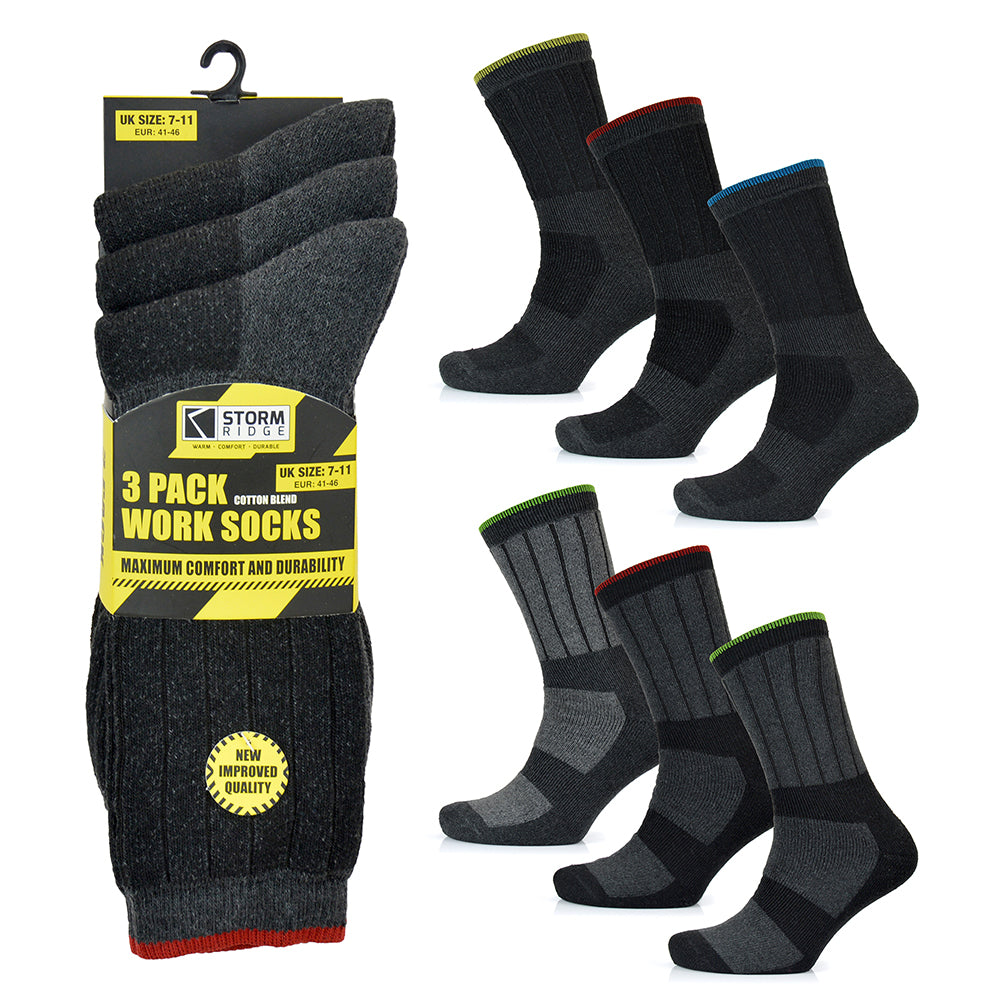 MENS 3 PACK WORK SOCKS
