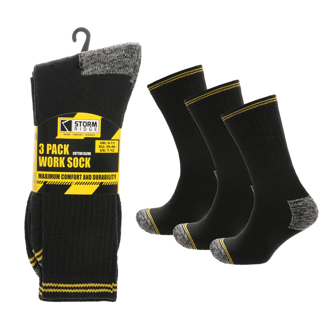 MENS 3 PACK WORK SOCKS