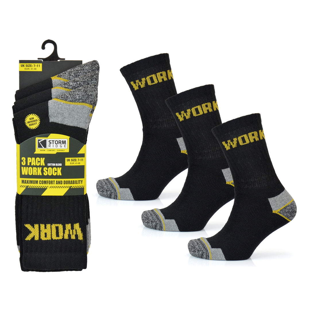 MENS 3 PACK WORK SOCKS