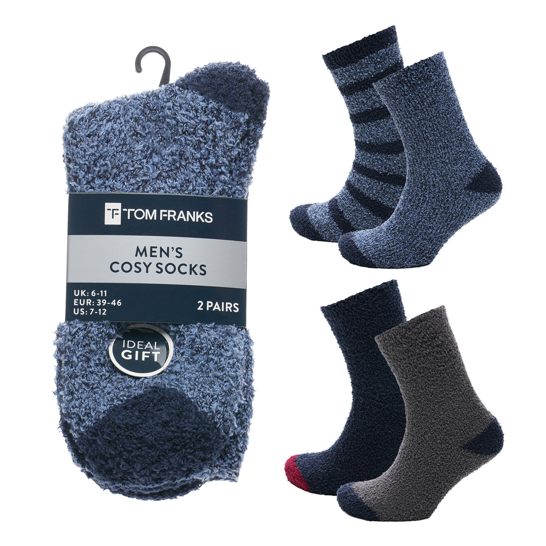 MENS 2 PACK COSY SOCKS WITH GRIPPER