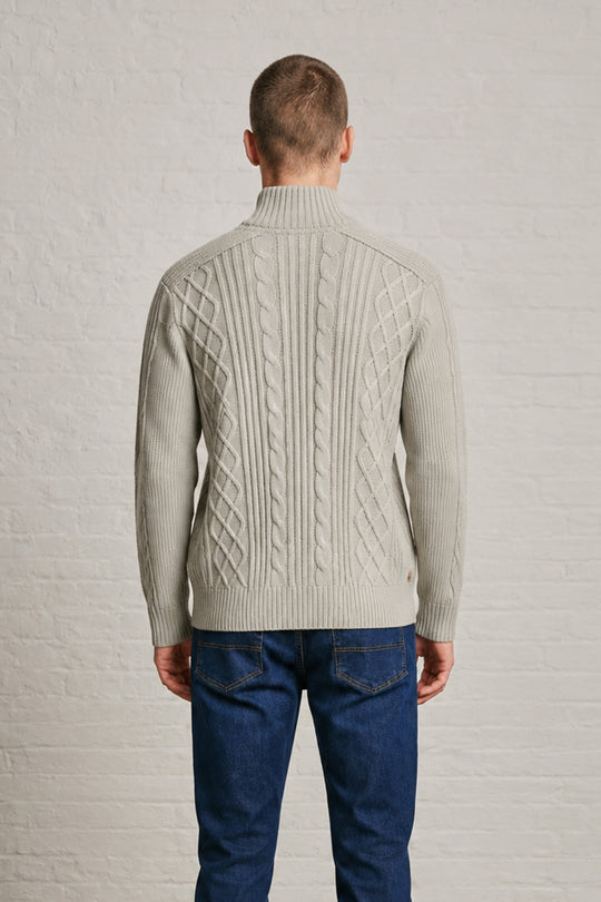 MENS TS CABLE KNT BUTTON PLT LS PULLOVER