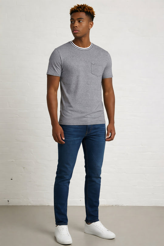 MENS PIN STRIPE SLUB TEE